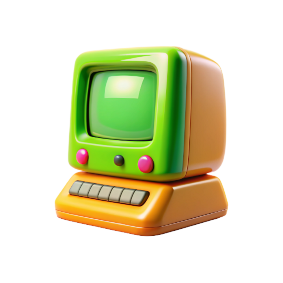 Vintage Computer 3d Object png