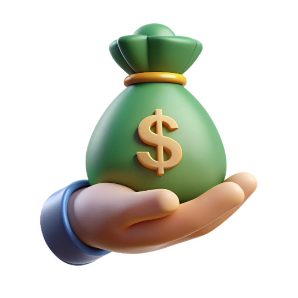 Hand Give Money Bag 3d Asset png