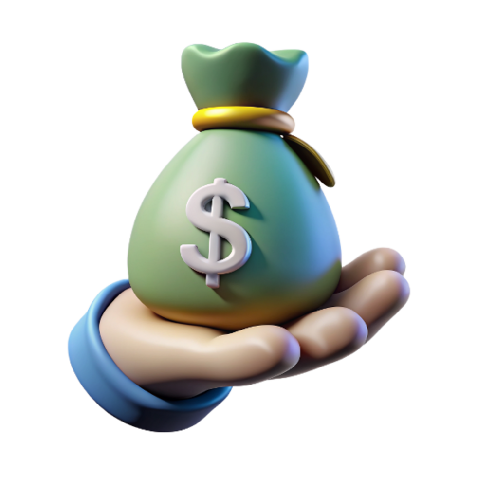 Hand Give Money Bag 3d Render png