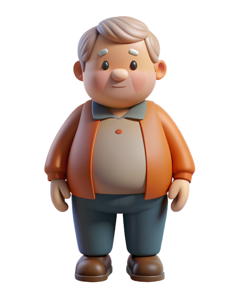 Fat Grandpa Stand 3d Graphic png