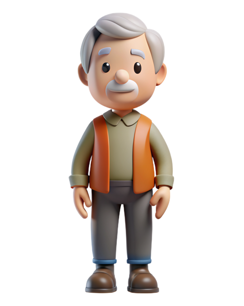 Grandpa Standing 3d Asset png