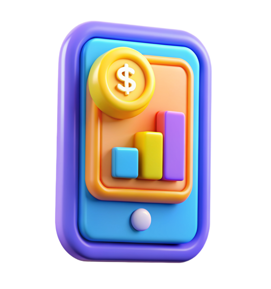 Mobile Finance 3d Render png