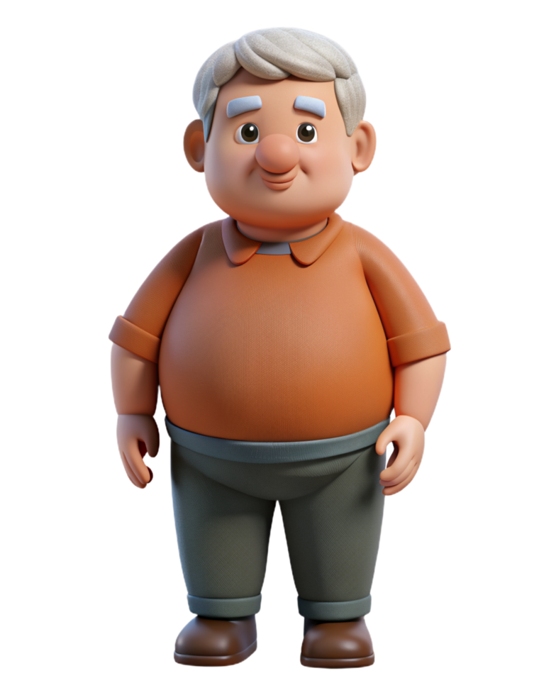 Fat Grandpa Stand 3d Image png