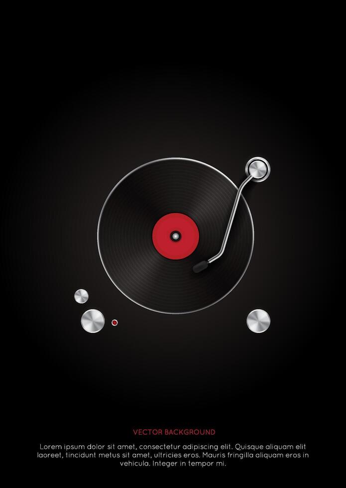 a record with a red band and a red circle on the bottom. vector