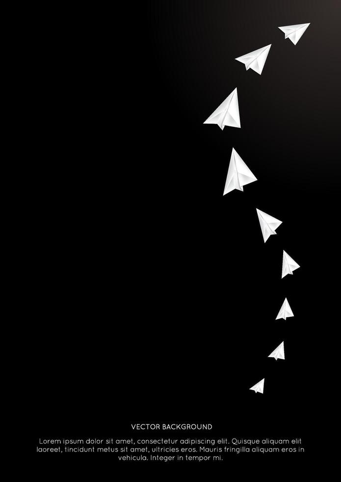 Seamless background illustration of paper rocket in white on black background vector