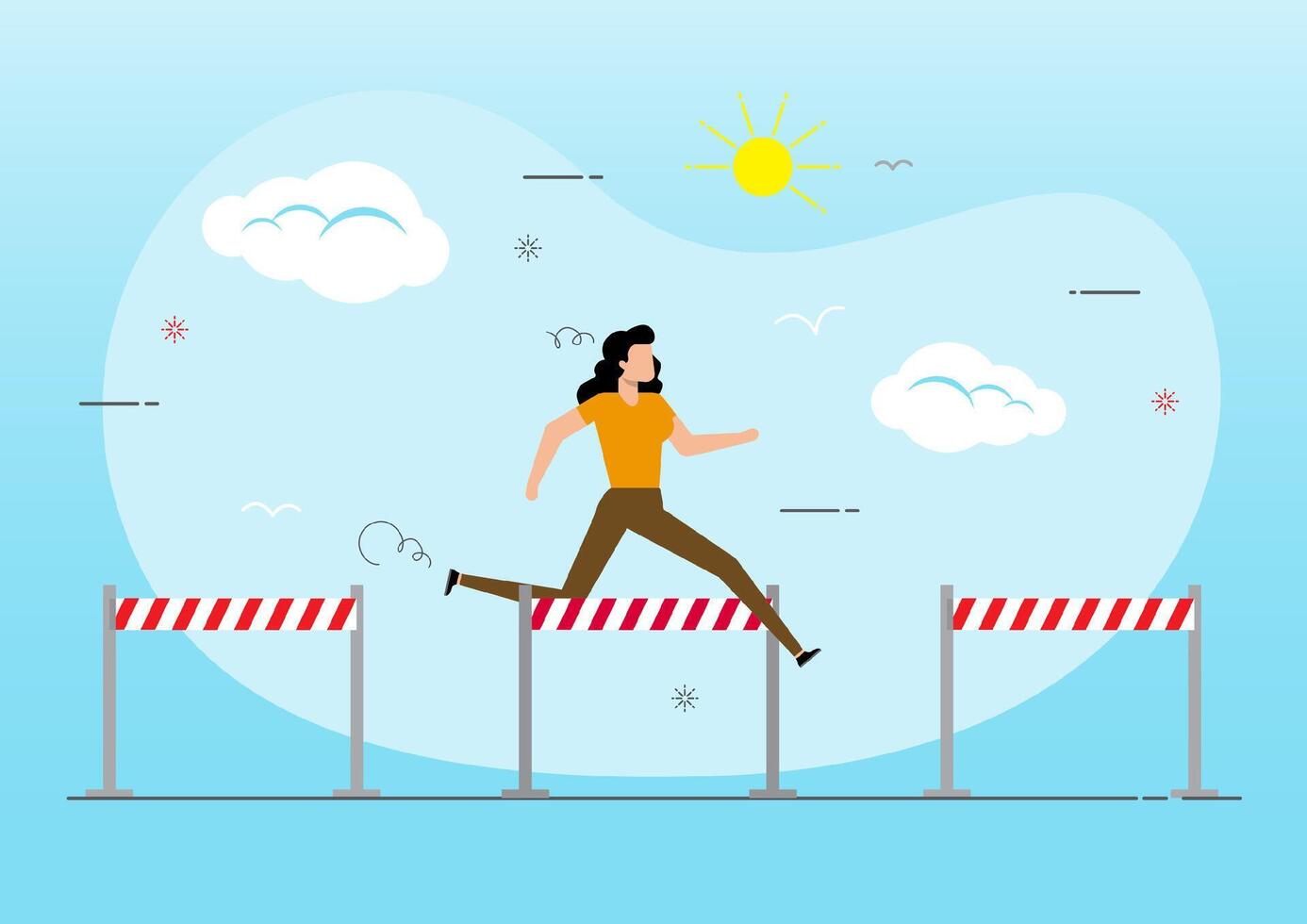 Businessman jump over hurdles. Overcoming obstacles. vector