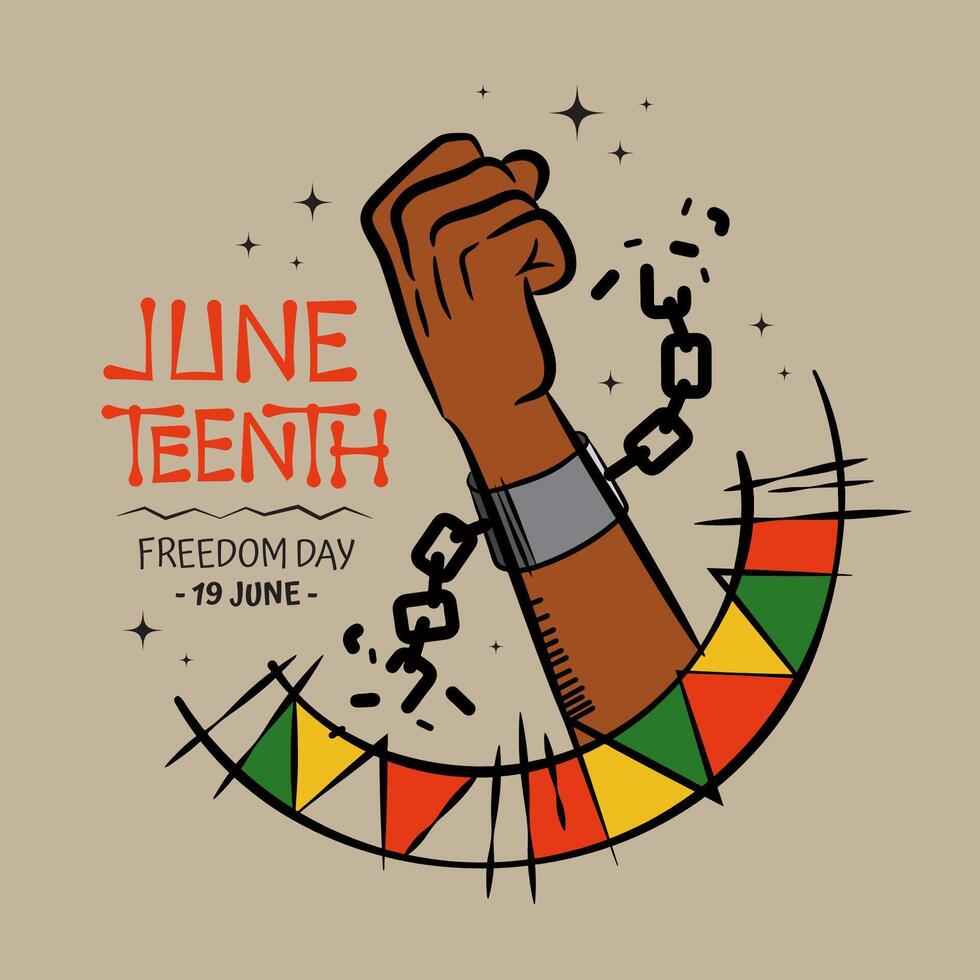 Hand drawn illustration for happy Juneteenth freedom vector
