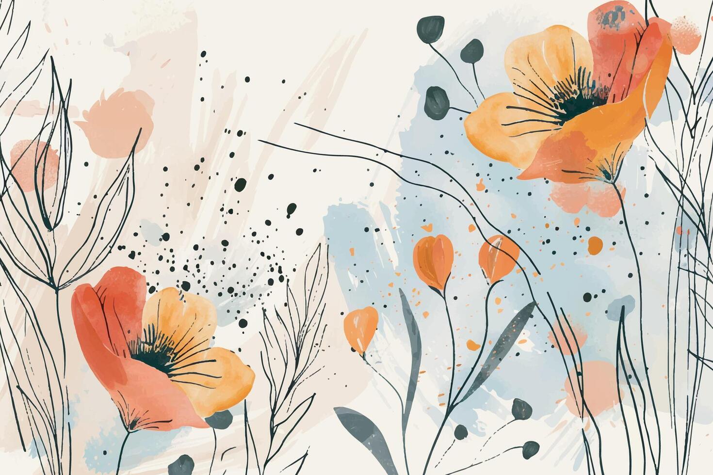 Hand drawn pastel color floral background vector