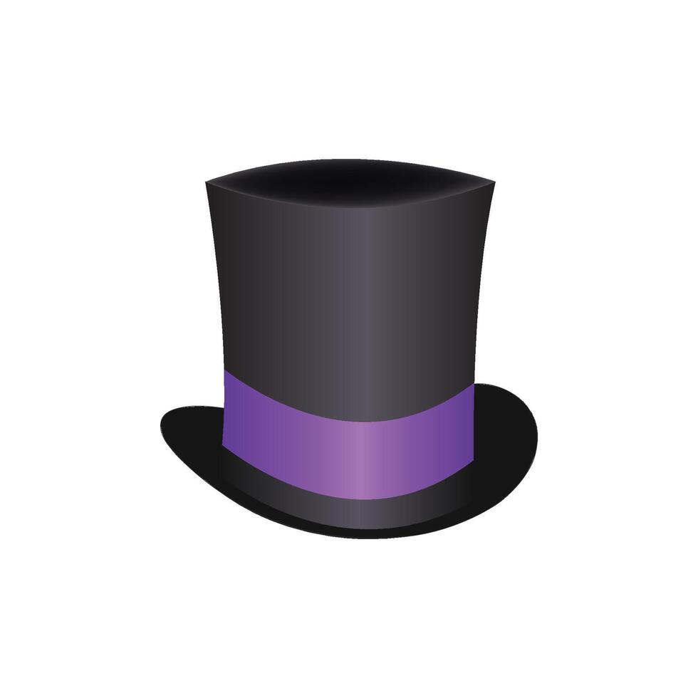 Black top hat with purple strip isolated on white background vector