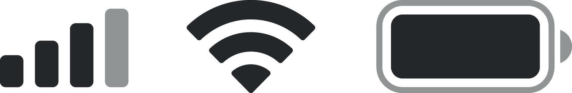 Set wifi icon isolated on white background for phone. Phone bar status Icons which includes cellullar, battery and wifi signal strength. for mobile phone. illustration vector
