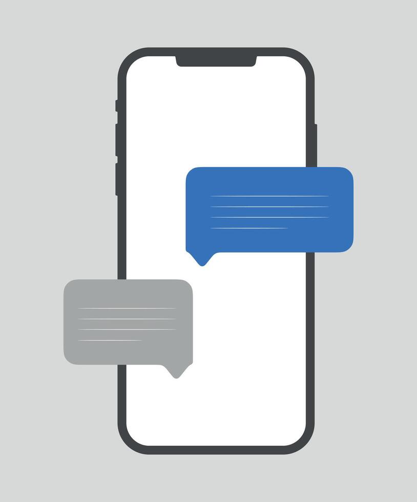 Smart Phone chatting sms template bubbles. Place your own text to the message clouds. Compose dialogues using sample bubble speech on smartphone. vector