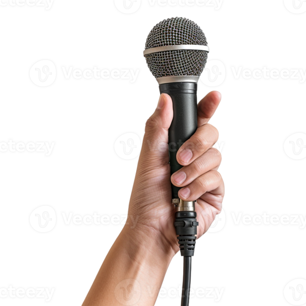 Mic in Hand on Transparent Background png