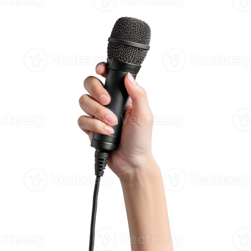 Mic in Hand on Transparent Background png