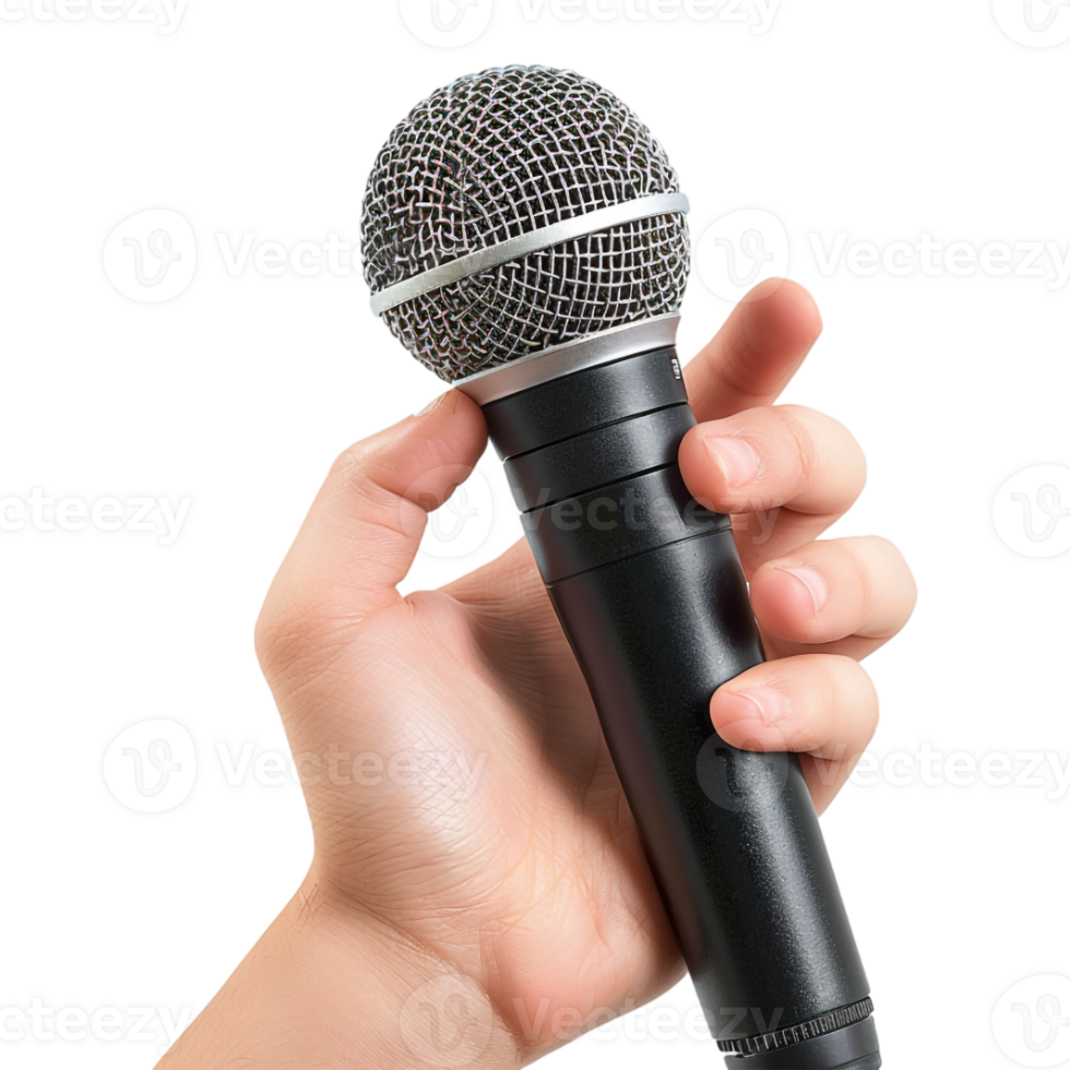 Mic in Hand on Transparent Background png