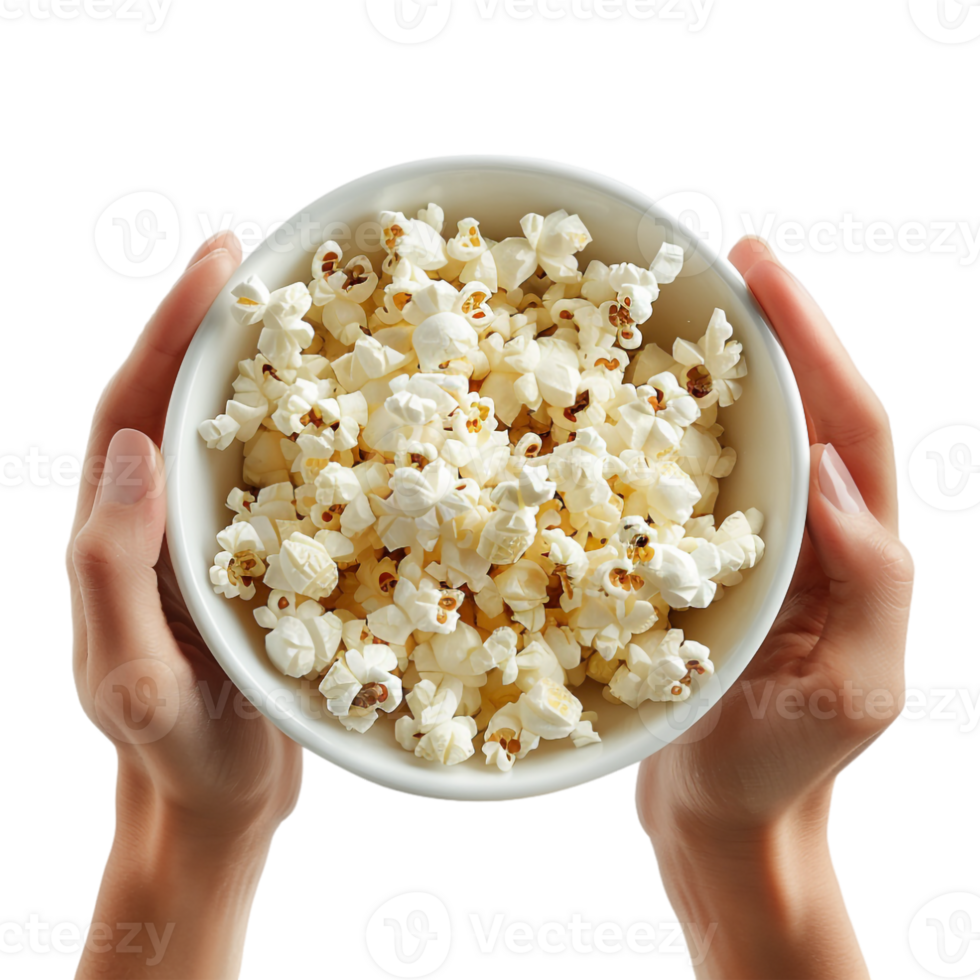 Pop Corn Bowl in Hand on Transparent Background png