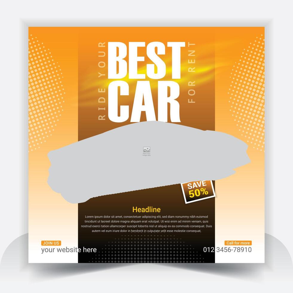 Best car rent social media post template design and sell banner bundle set, business sale promo template design vector