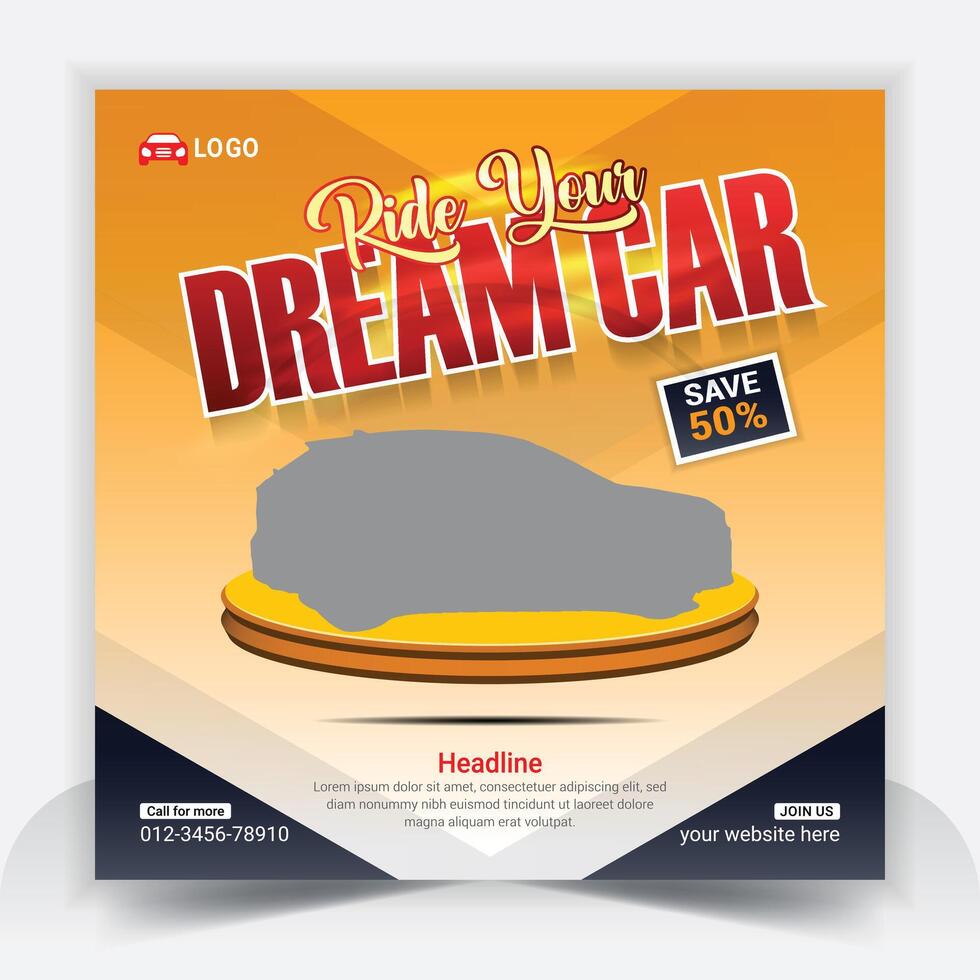 Best car rent social media post template design and sell banner bundle set, business sale promo template design vector
