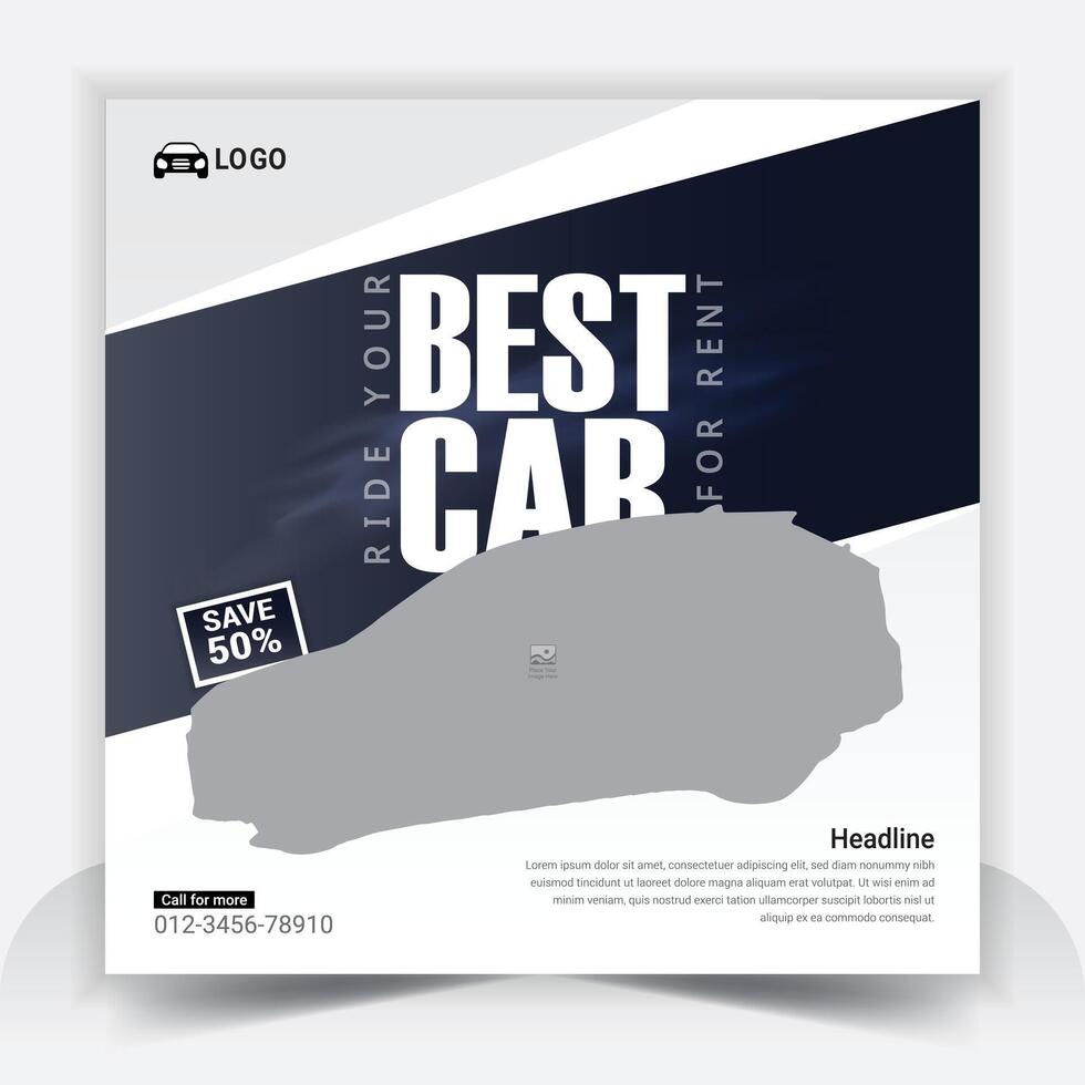 Best car rent social media post template design and sell banner bundle set, business sale promo template design vector