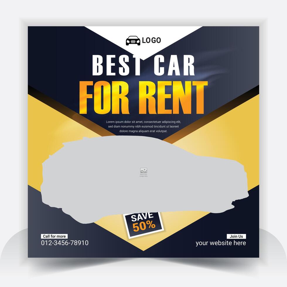 Best car rent social media post template design and sell banner bundle set, business sale promo template design vector