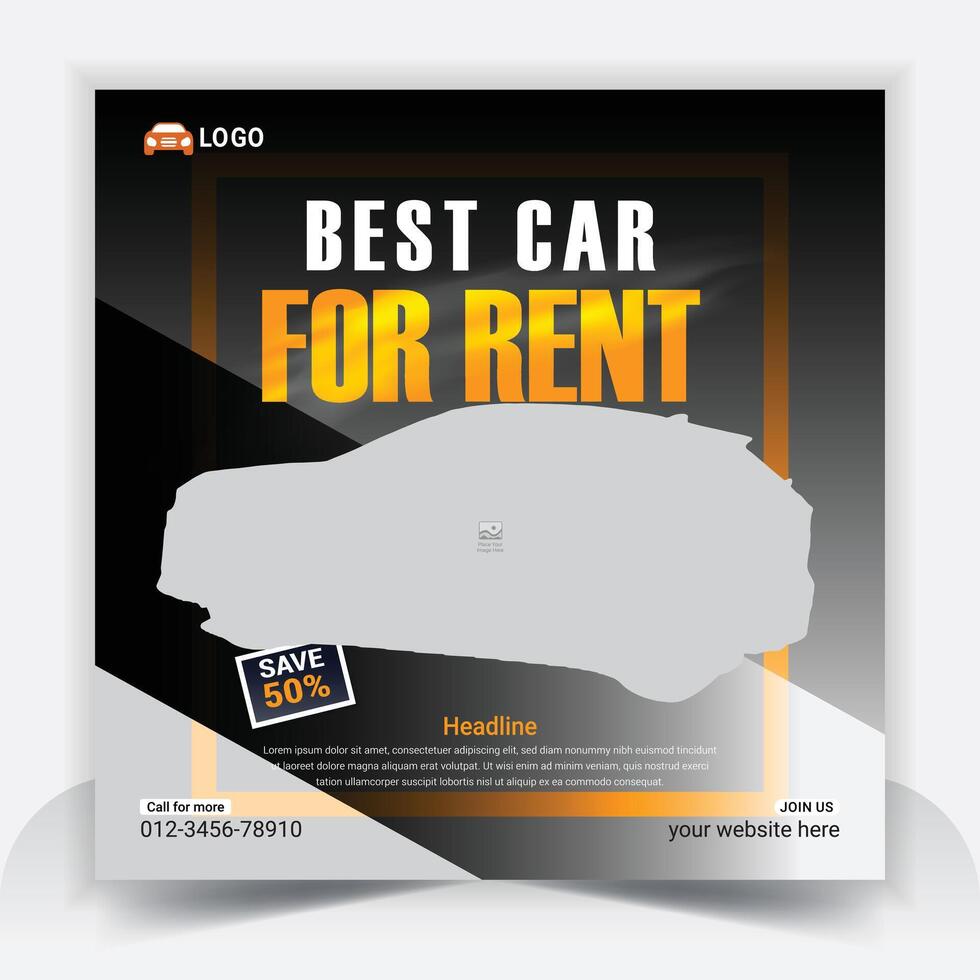 Best car rent social media post template design and sell banner bundle set, business sale promo template design vector