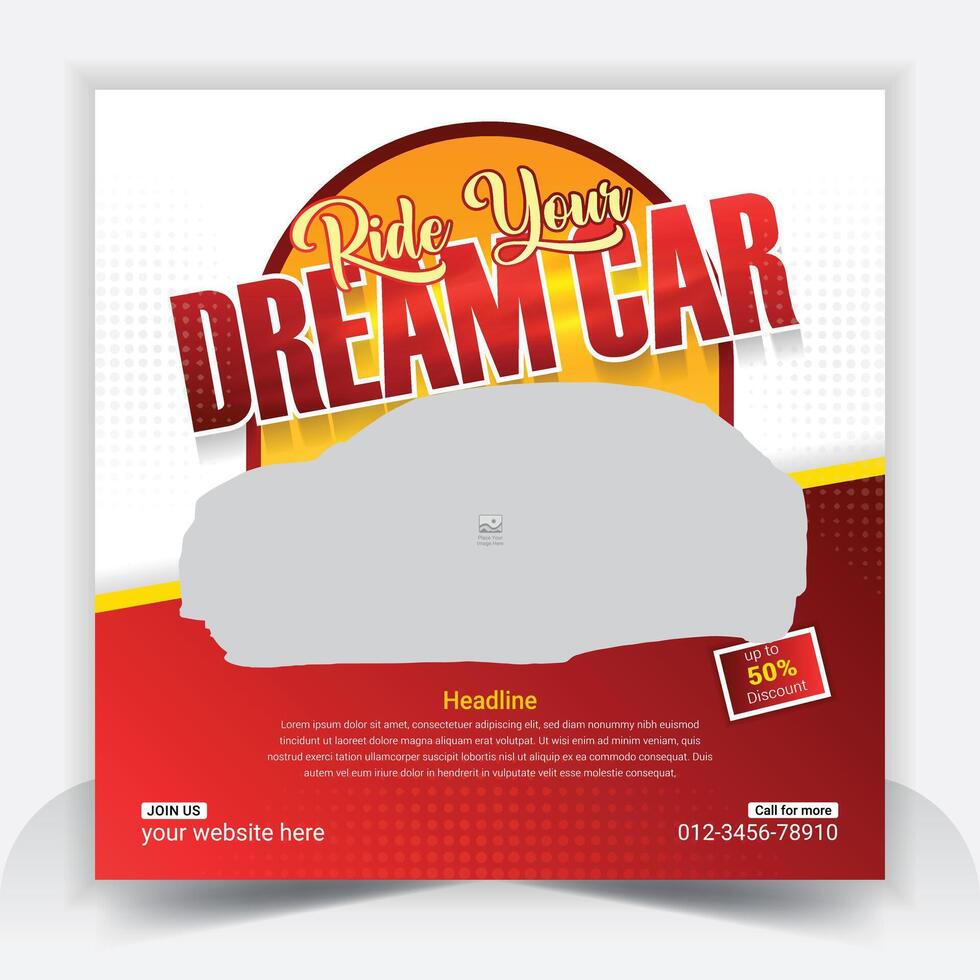 Best car rent social media post template design and sell banner bundle set, business sale promo template design vector