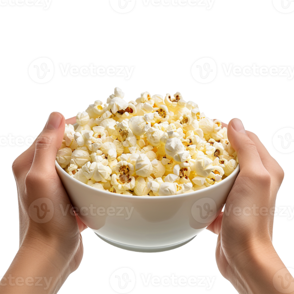 Pop Corn Bowl in Hand on Transparent Background png