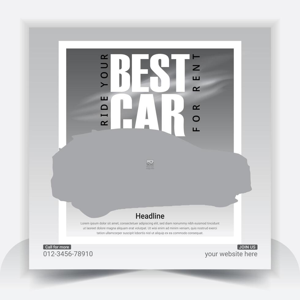 Best car rent social media post template design and sell banner bundle set, business sale promo template design vector