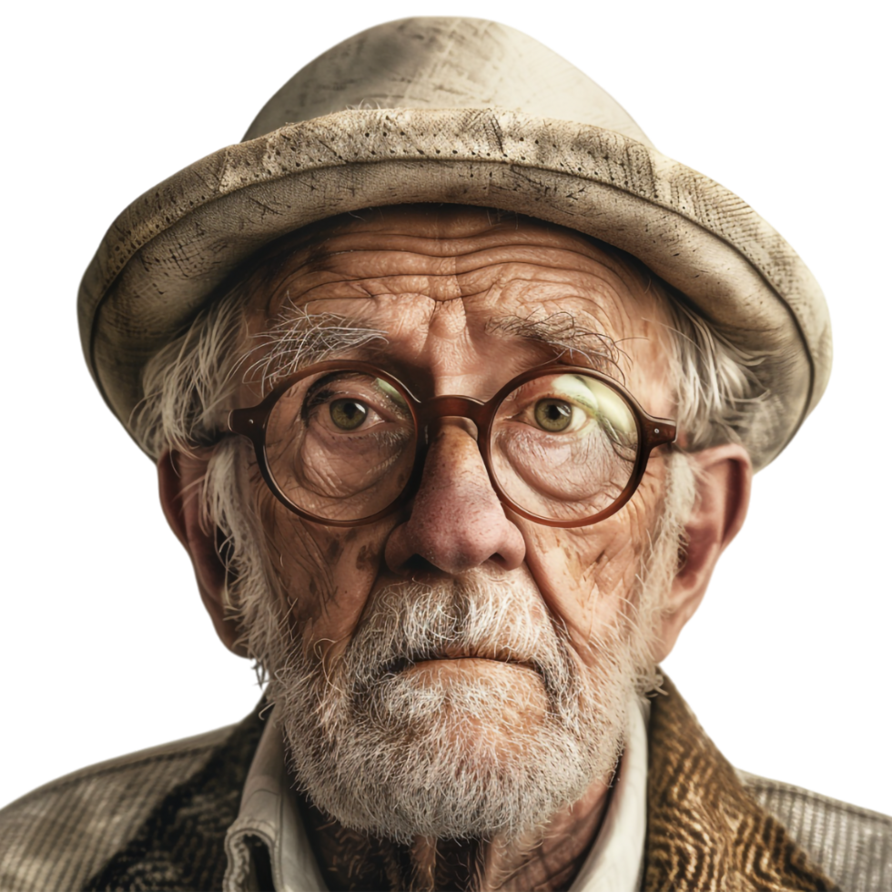 Old Man Wearing Hat on Transparent Background png