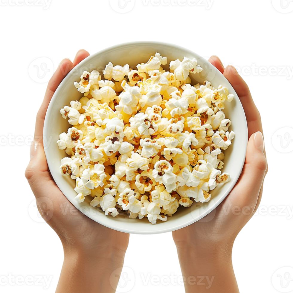 Pop Corn Bowl in Hand on Transparent Background png