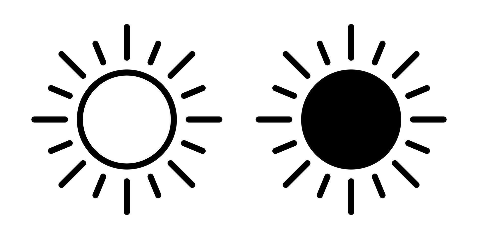 Sun icon, sun symbol isolated on white. vector