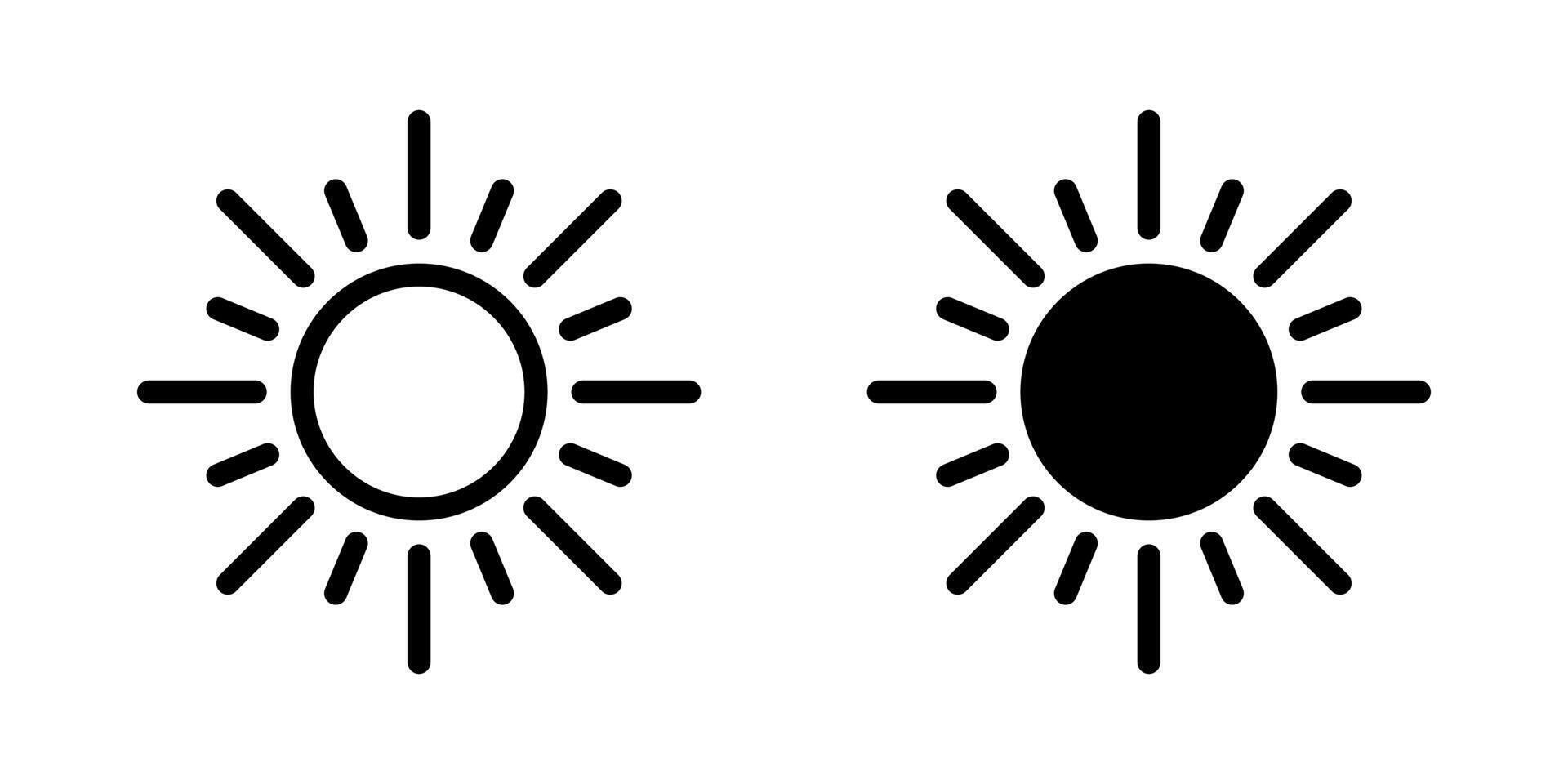 Sun icon, sun symbol isolated on white. vector