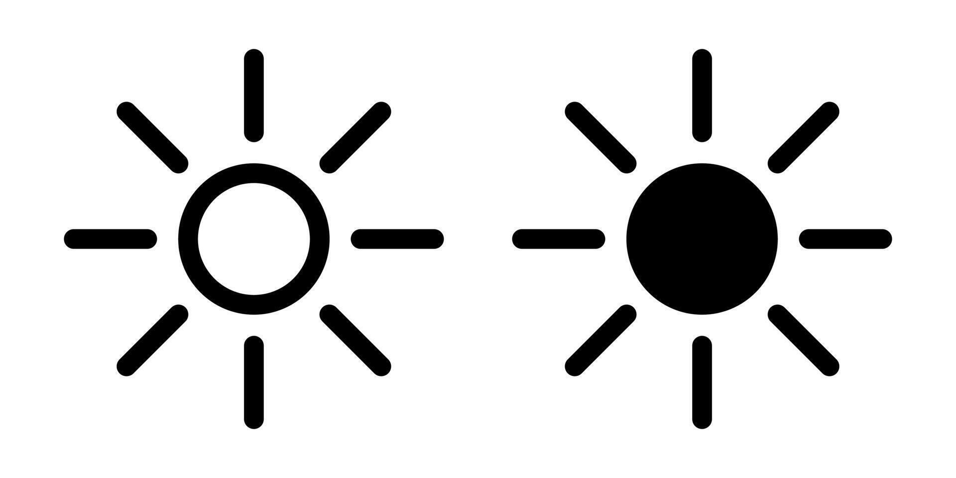 Sun icon, sun symbol isolated on white. vector