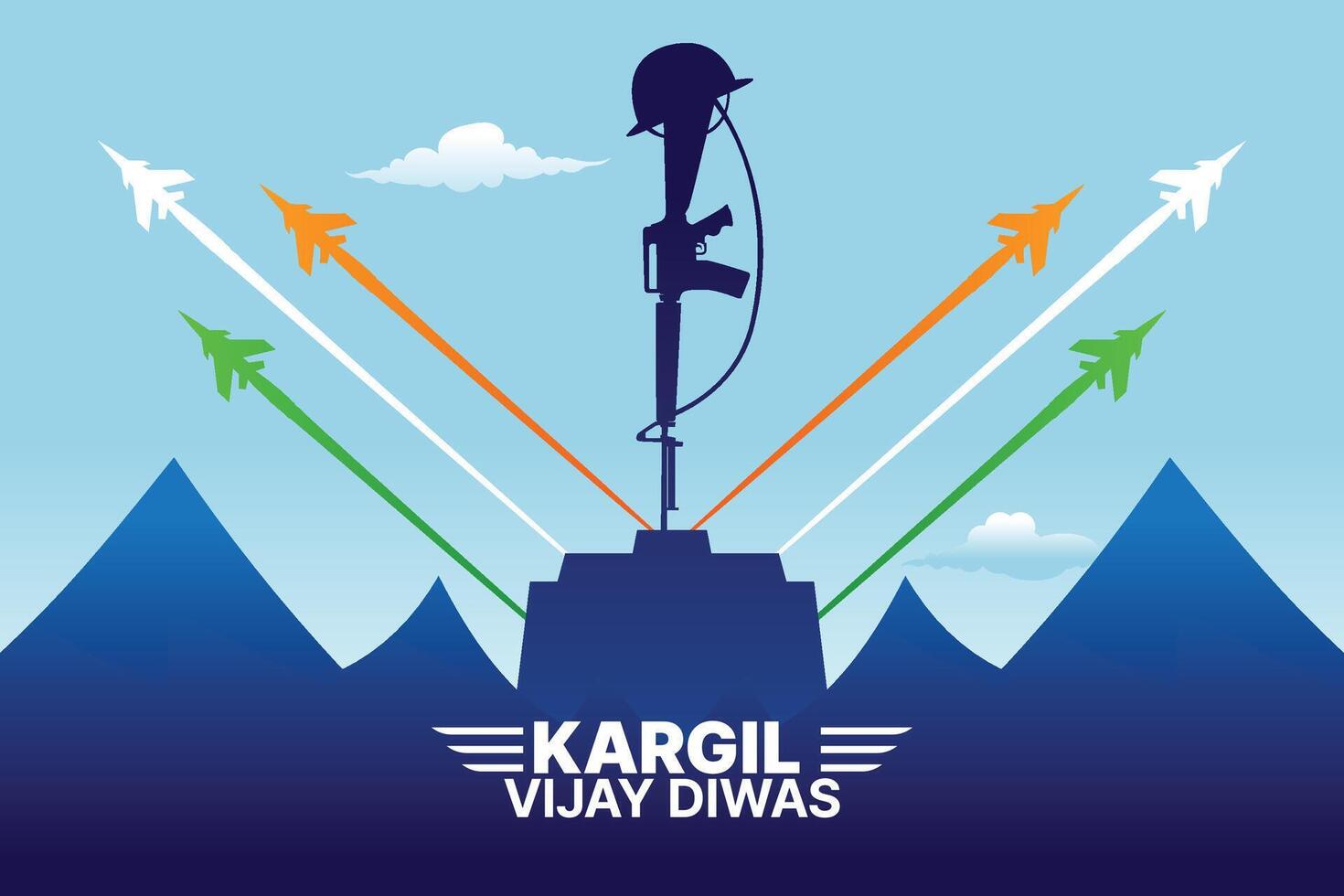 Kargil Vijay Diwas celebration concept, banner, poster, post, greeting illustration vector