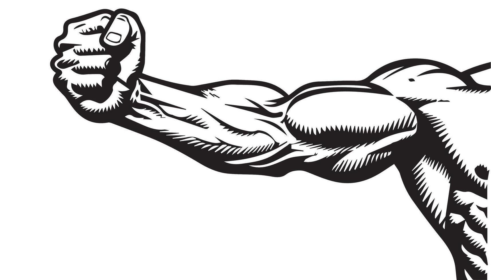hand drawn Black and White Vintage Engraving of a Muscular Arm Flexing vector