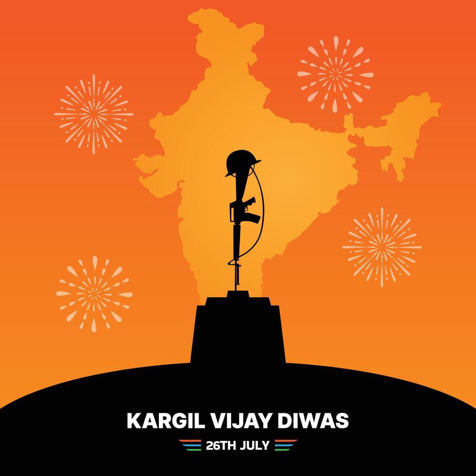 Kargil Vijay Diwas celebration concept, banner, poster, post, greeting illustration vector