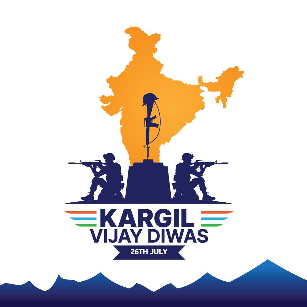 Kargil Vijay Diwas celebration concept, banner, poster, post, greeting illustration vector