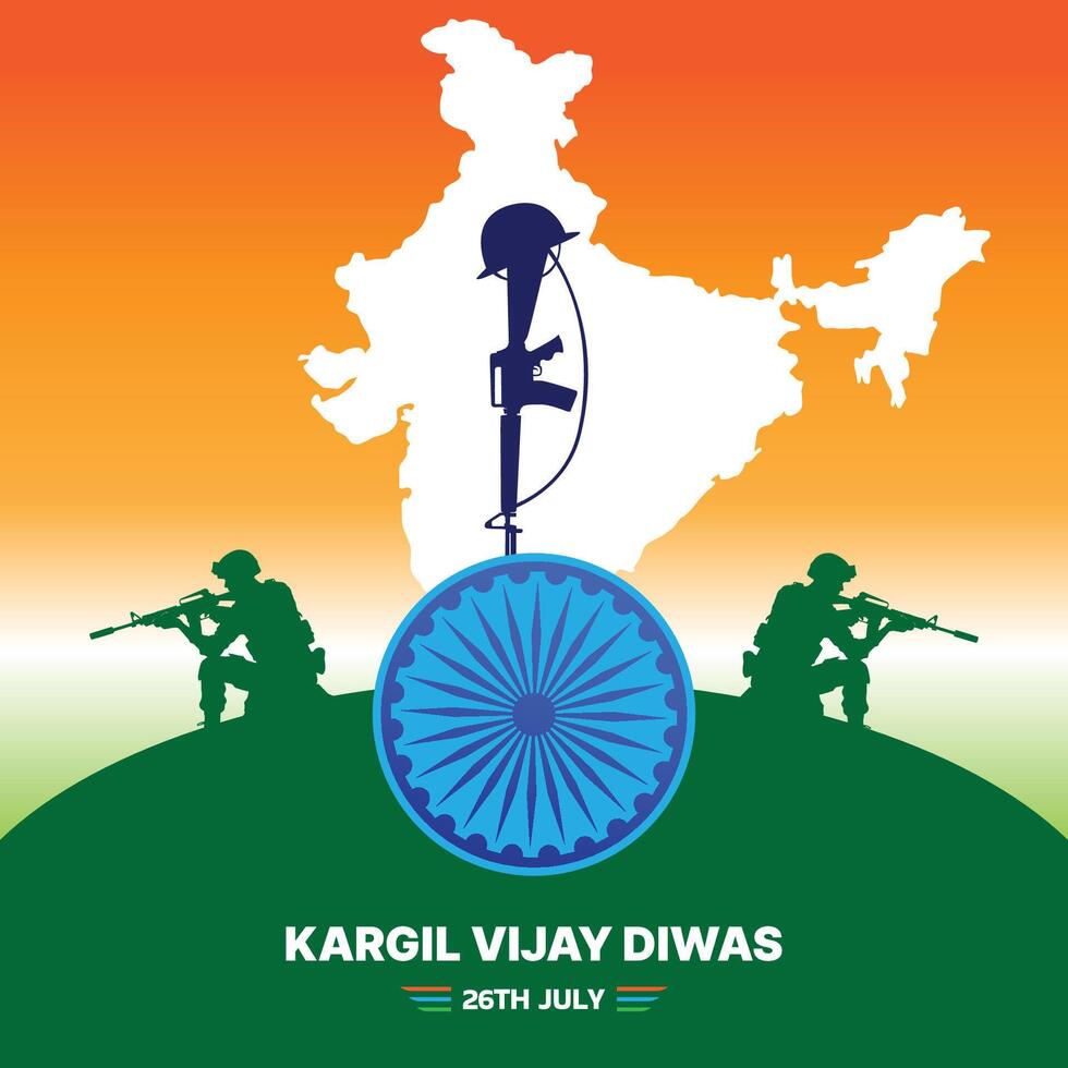 Kargil Vijay Diwas celebration concept, banner, poster, post, greeting illustration vector