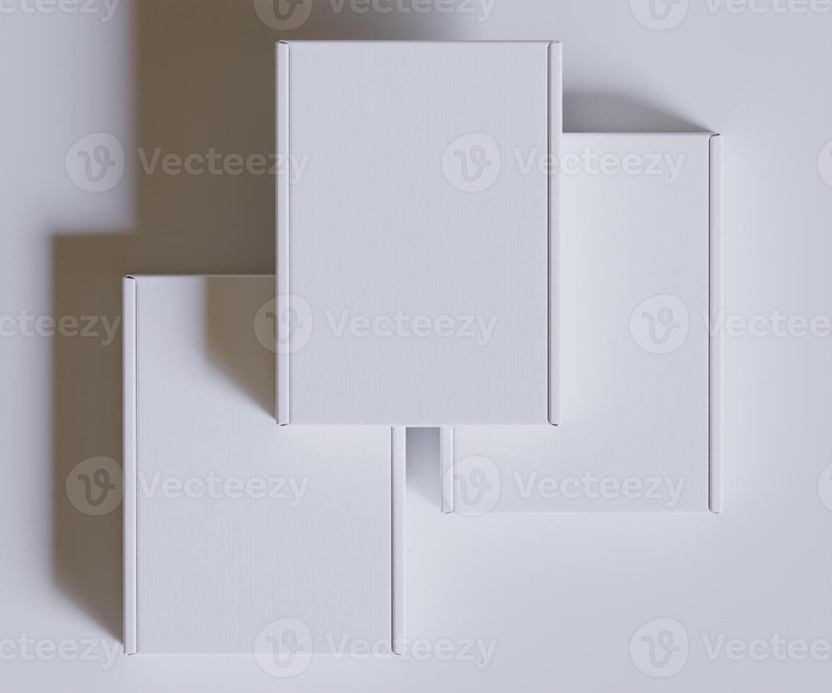 Cardboard box white color 3D render illustration photo