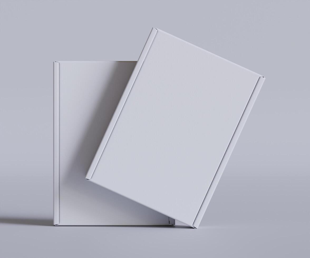 Cardboard box white color 3D render illustration photo