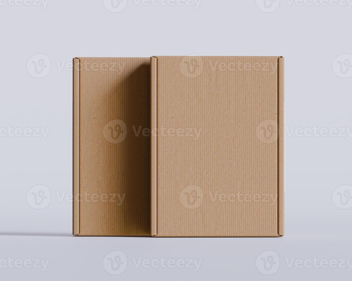 Brown cardboard boxes gift 3D render illustration photo