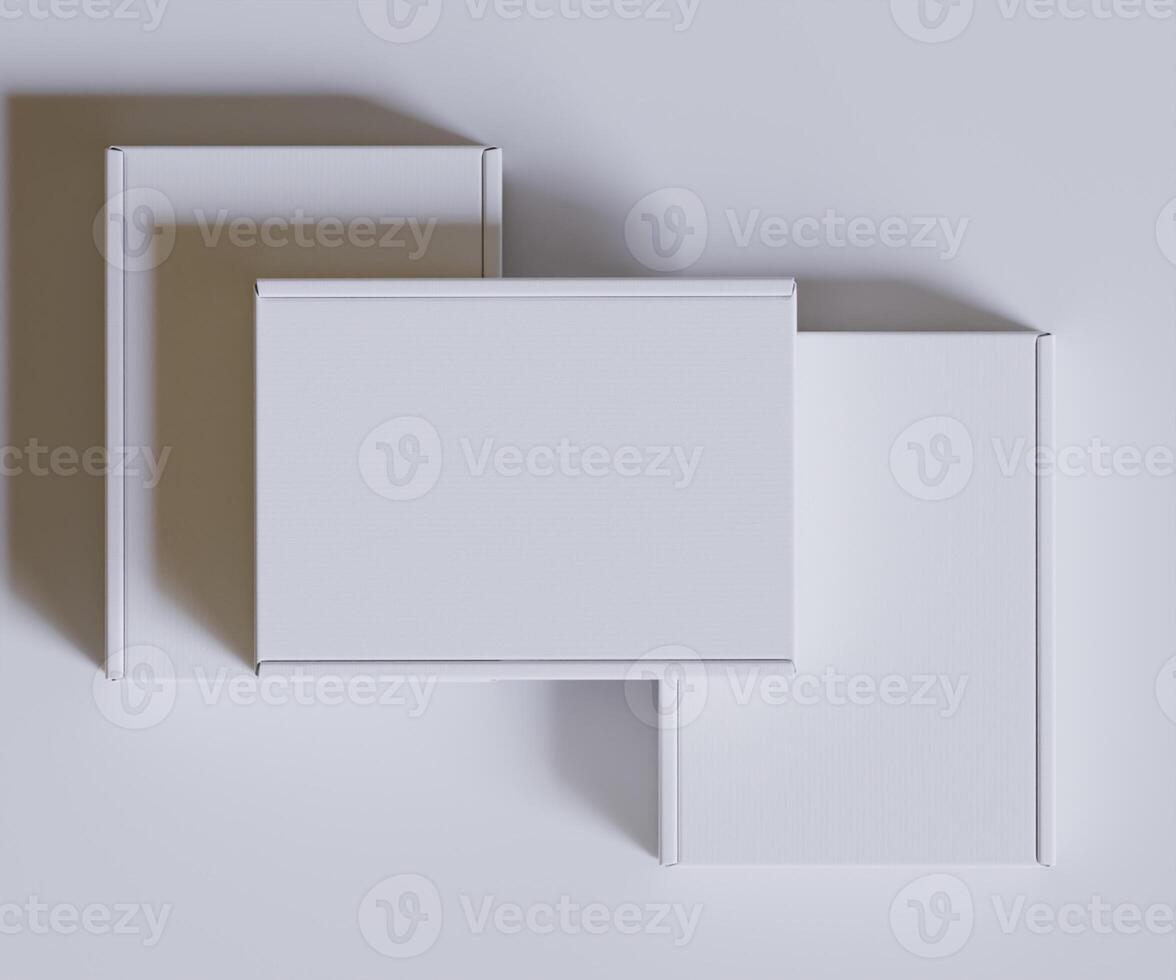 Cardboard box white color 3D render illustration photo