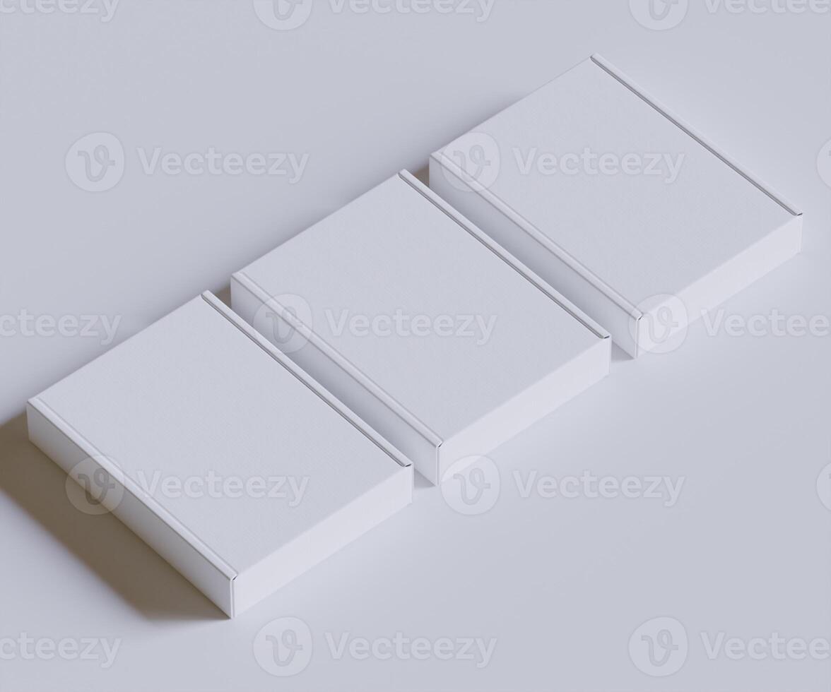 Cardboard box white color 3D render illustration photo
