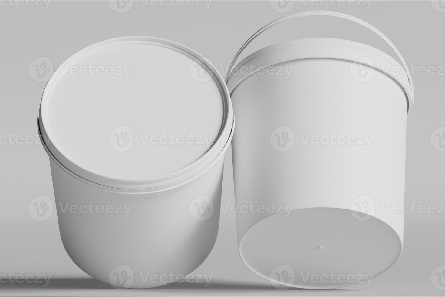 Biscuit packaging container white color on gray background 3D illustration photo