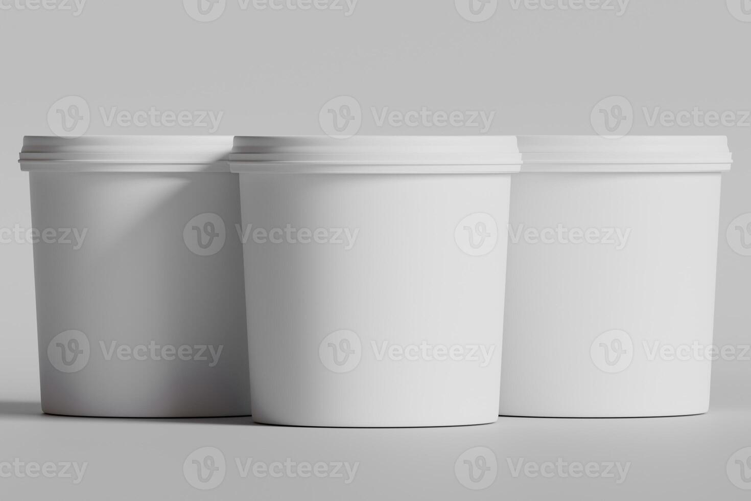 Biscuit packaging container white color on gray background 3D illustration photo