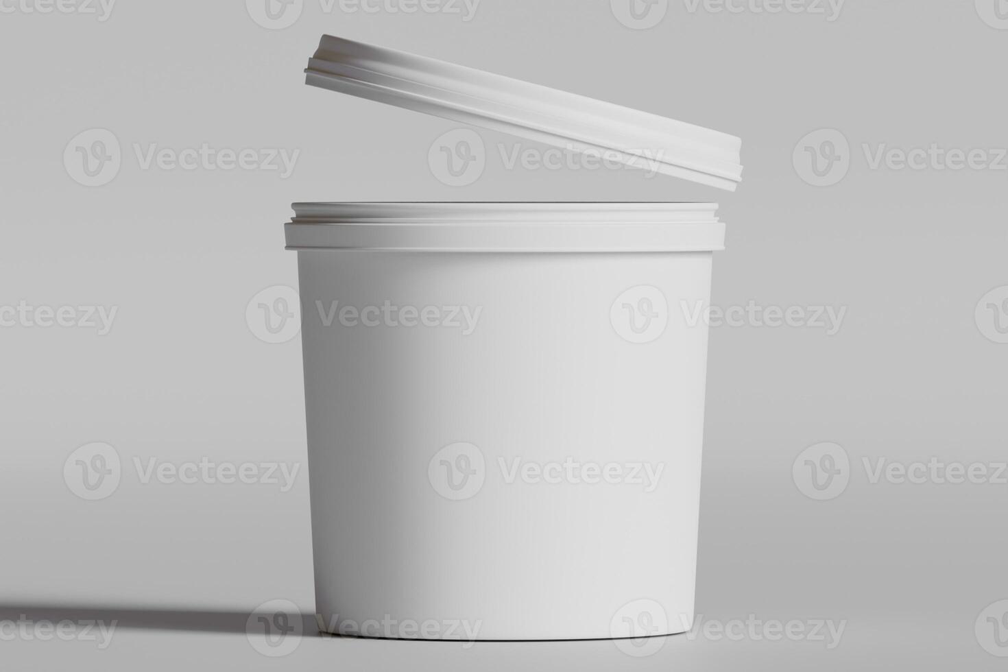 Biscuit packaging container white color on gray background 3D illustration photo