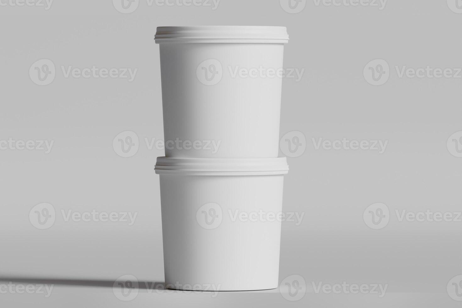 Biscuit packaging container white color on gray background 3D illustration photo