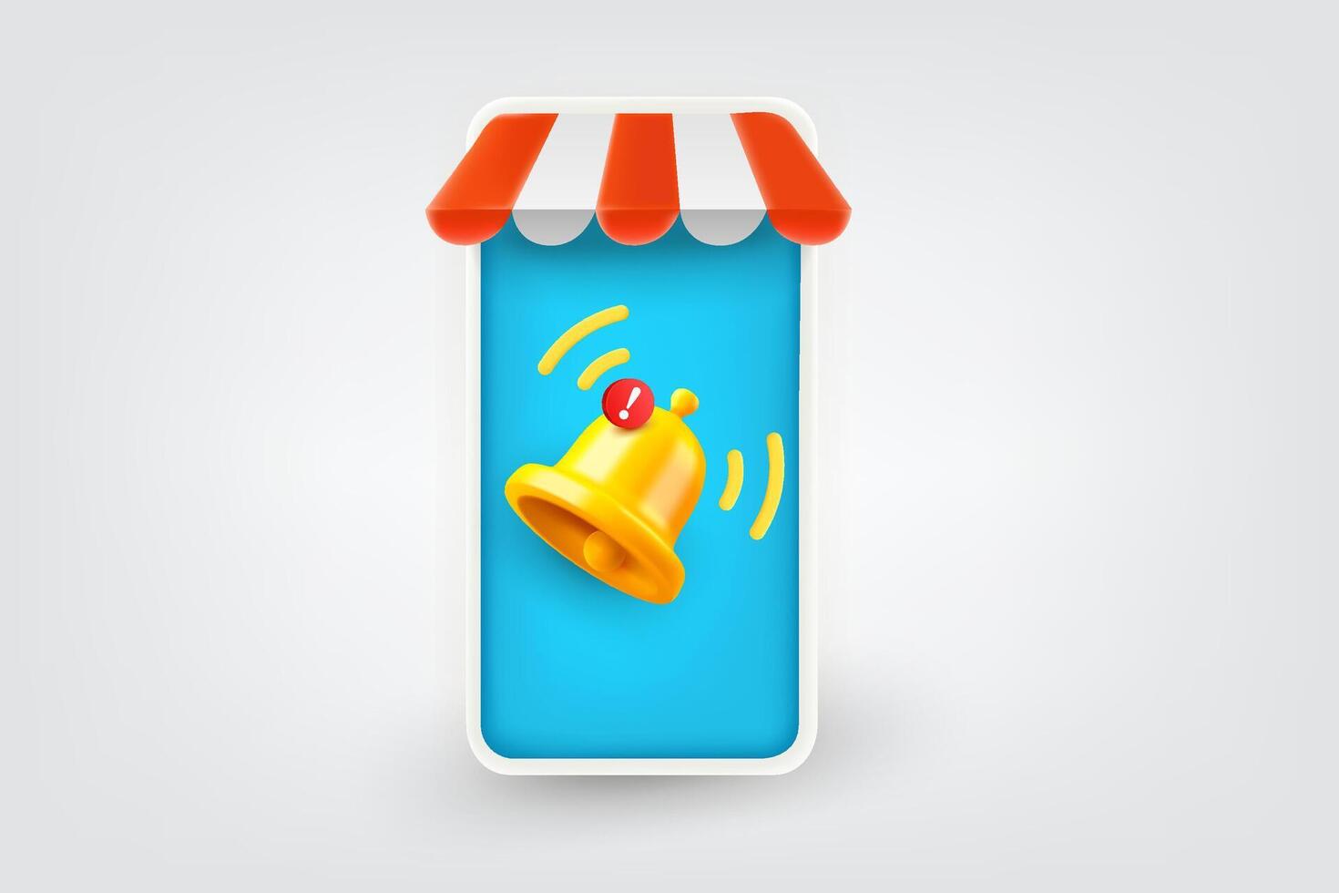 White monitor with ringing bell. 3d illustration vector