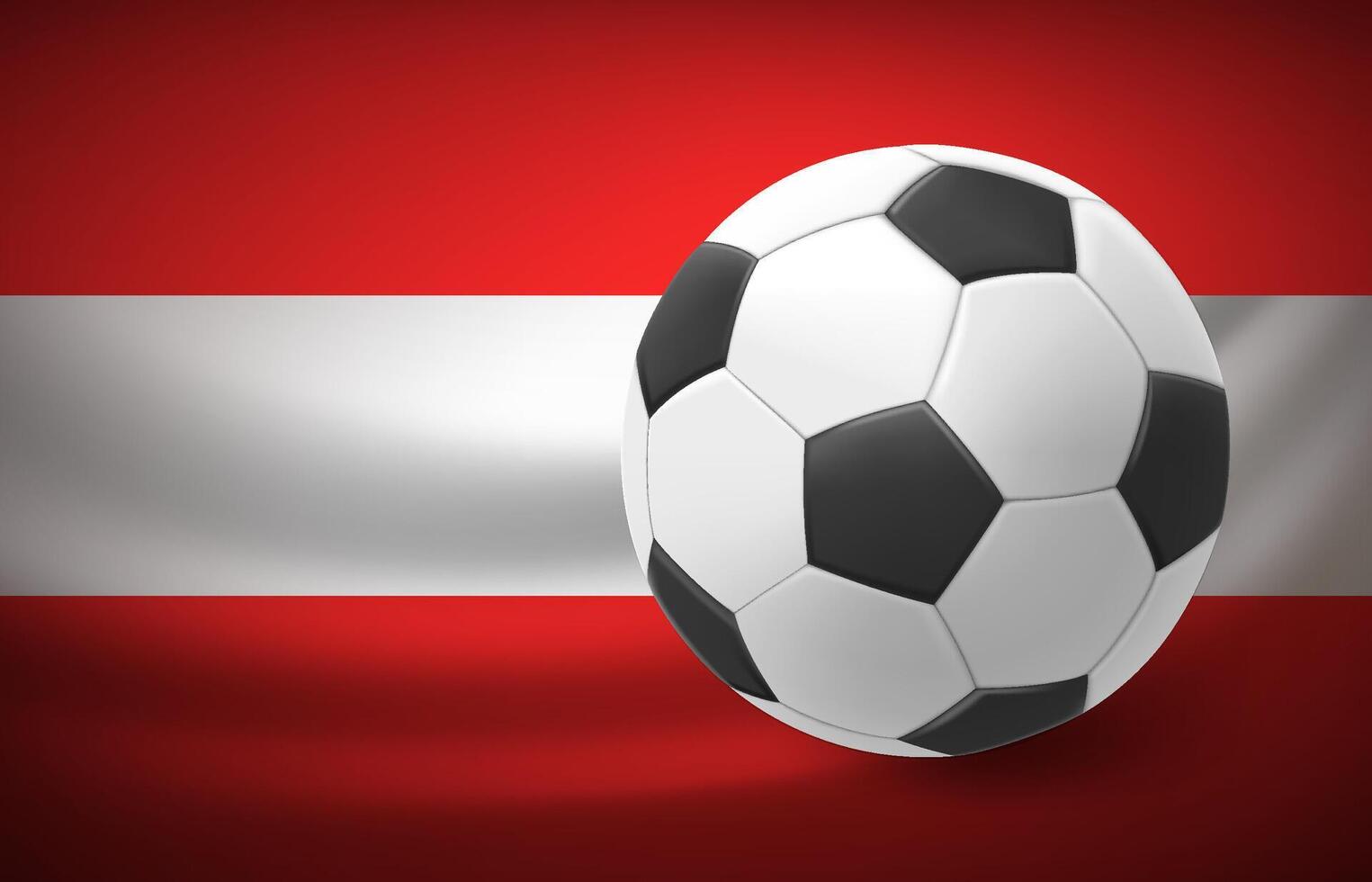 Flag of Austria with soccer ball. National football team concept. 3d illustration vector