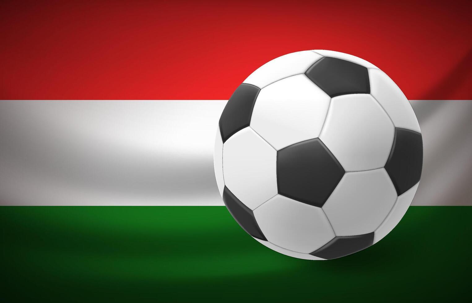 Flag of Hungary with soccer ball. National football team concept. 3d illustration vector