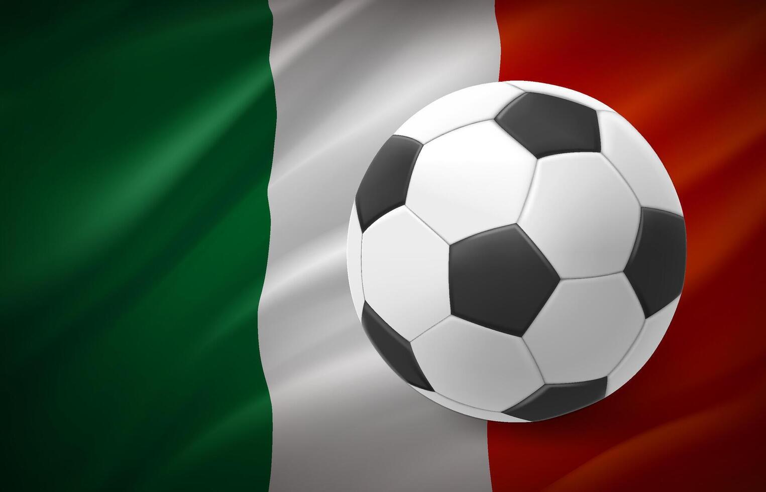 Flag of Italy with soccer ball. National football team concept. 3d illustration vector